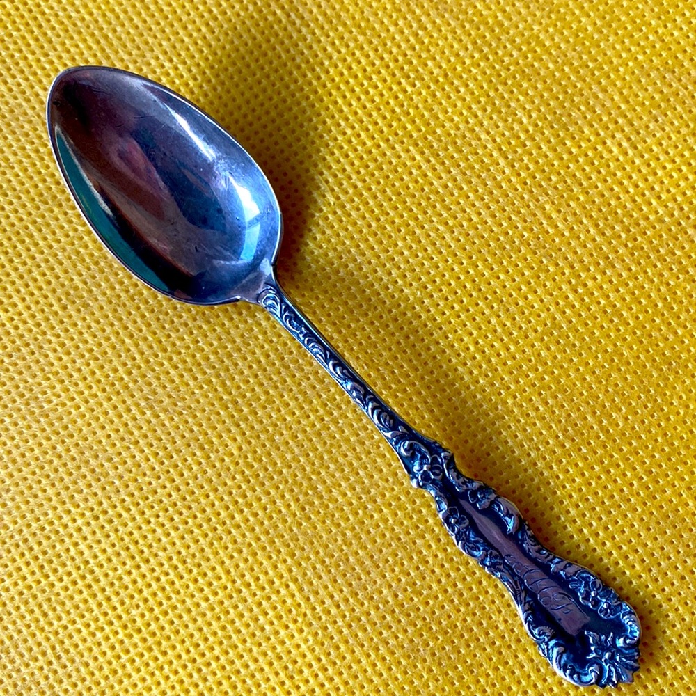 Antique Art Nouveau sterling silver monogrammed AFM salt? spoon